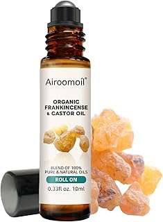 Frankincense & Castor Roll-On Oil 0.33Oz – Natural Plant Blend for Under Eye, Wrist, Temples – Travel Size for Aromatherapy, Meditation, Yoga – Lightweight Skin Nourishment – Lady Gift