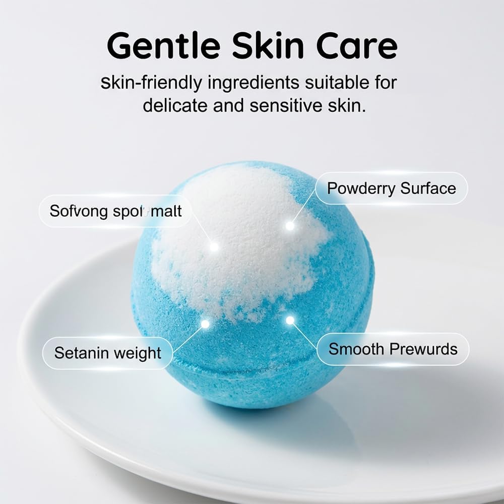 Natural Bath Bombs with Mega Bubbles & Surprise Inside, 12 Pack Bath Bombs Gift Set, Fun Colorful Safe Bubble Spa Ocean Sea Animal Bath Bombs Party Favors Birthday Gift (Ocean)