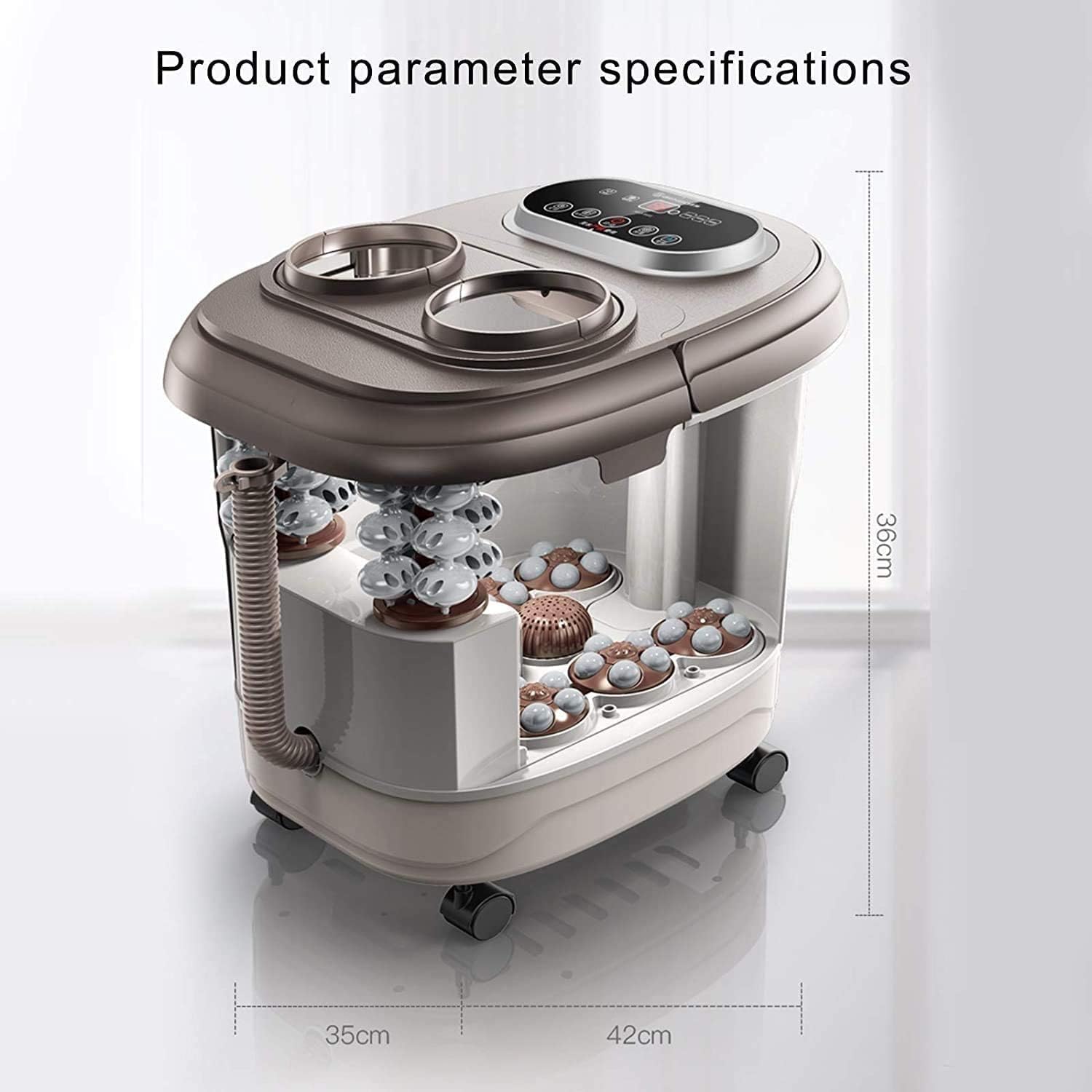 Foot Spa Bath Massager with Heat Bubbles Upgraded 6 Automatic Massage Rollers Pedicure Attachments Time Temprature Control Soothe Your Tired Feet