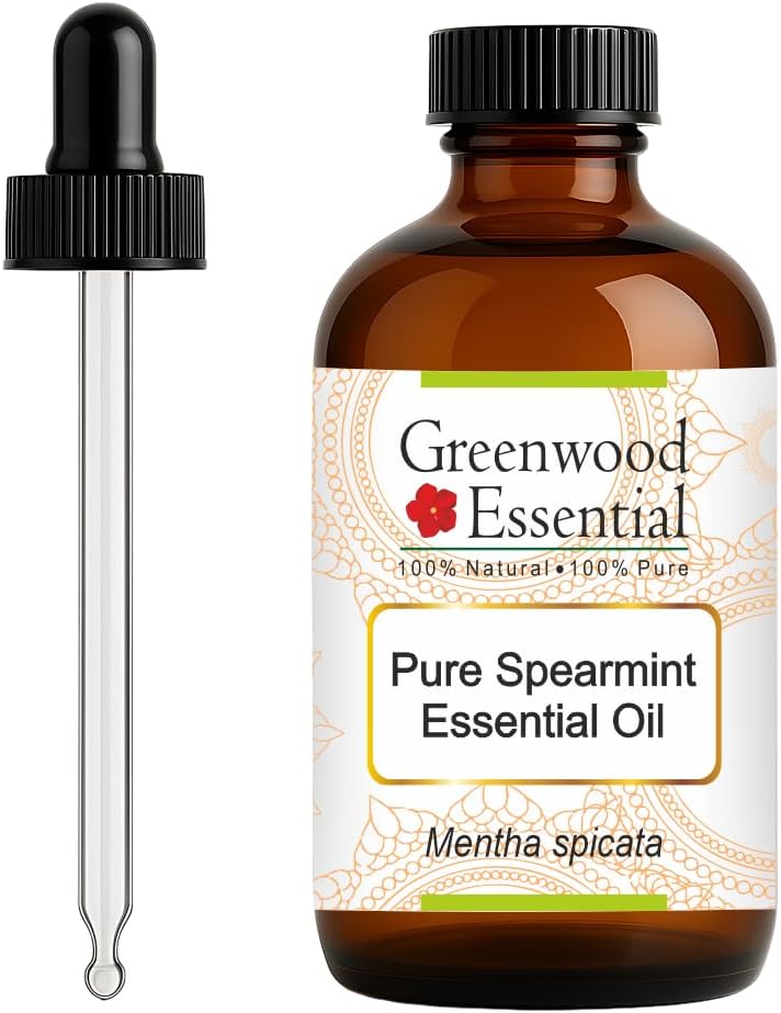 Greenwood Essential Pure Spearmint Essential Oil (Mentha spicata) with Glass Dropper Steam Distilled 120ml (4 oz)
