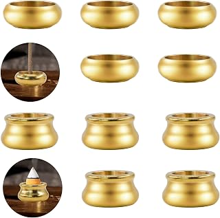 12 Pcs Brass Incense Burner Holder, Mini Copper Incense Stick Holder Gold Cone Incense Holder for Yoga Meditation Indoor Outdoor Home Decor