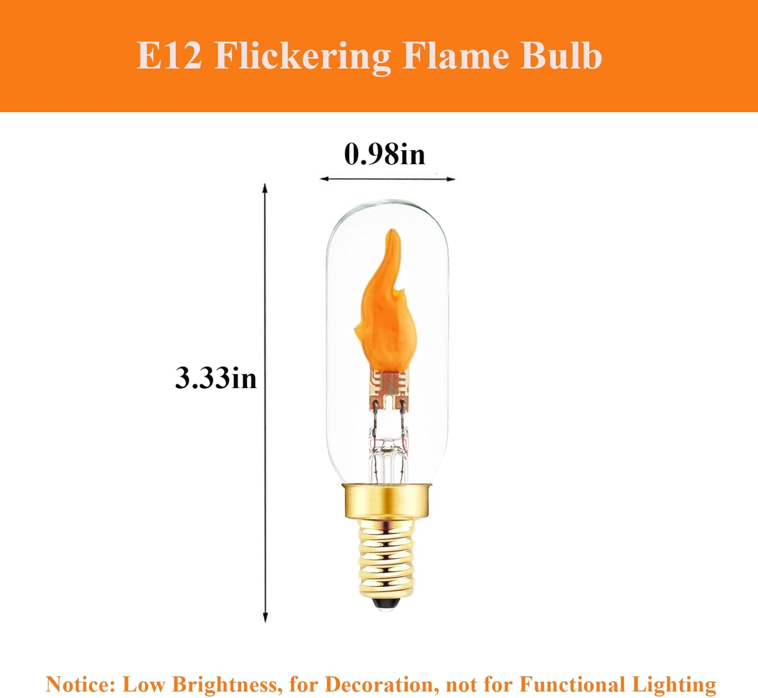 SHUWDKAR Flickering Light Bulbs, E12 LED Flickering Candelabra Flame Effect Light Bulbs, Candelabra LED Fire Effect E12 Flicker Flame Bulb for Decoration, 6 Pack