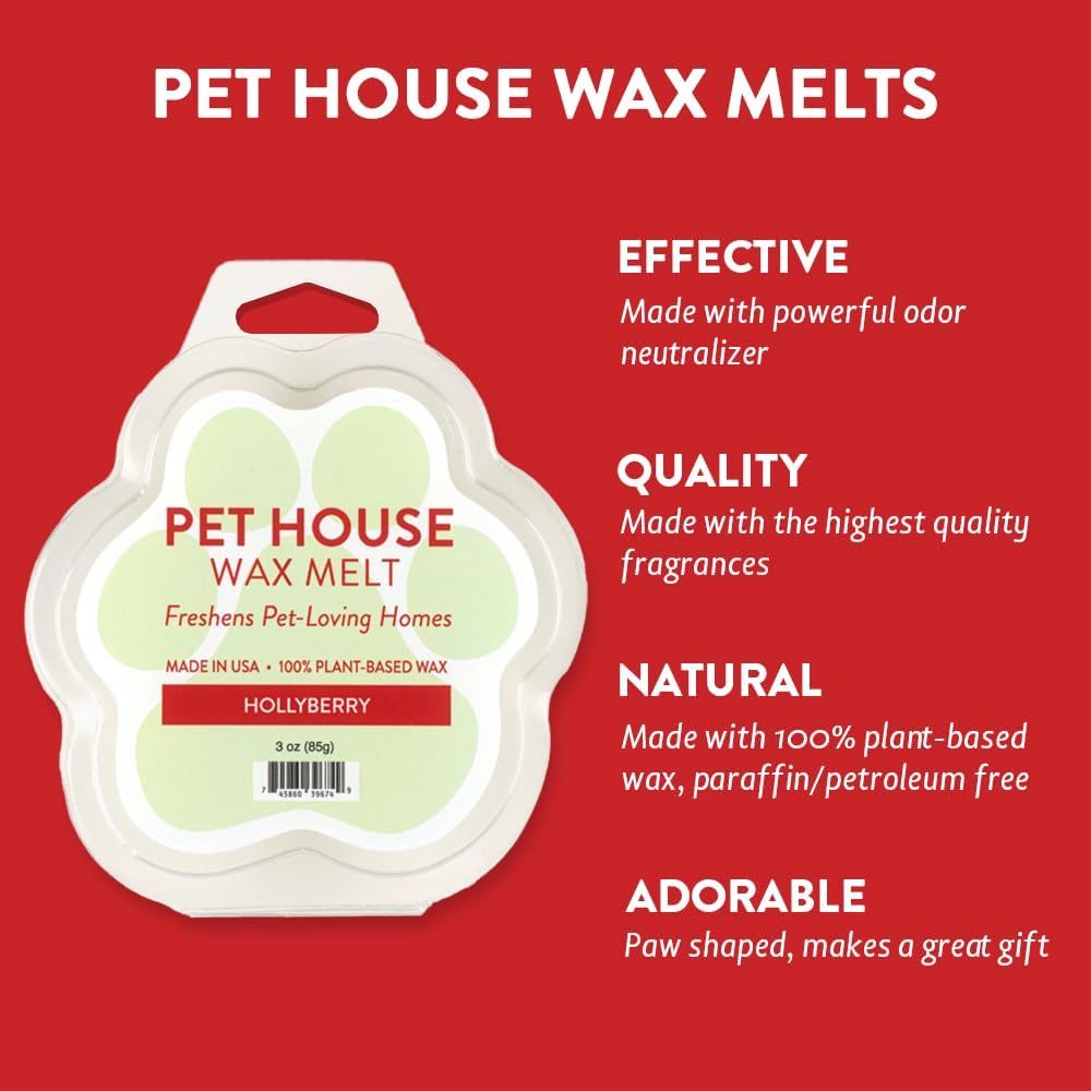 Pet House Hollyberry Scented Christmas Wax Melts - Natural, Long-Lasting, Plant Based Pet Friendly Soy Wax Melts Pack of 2