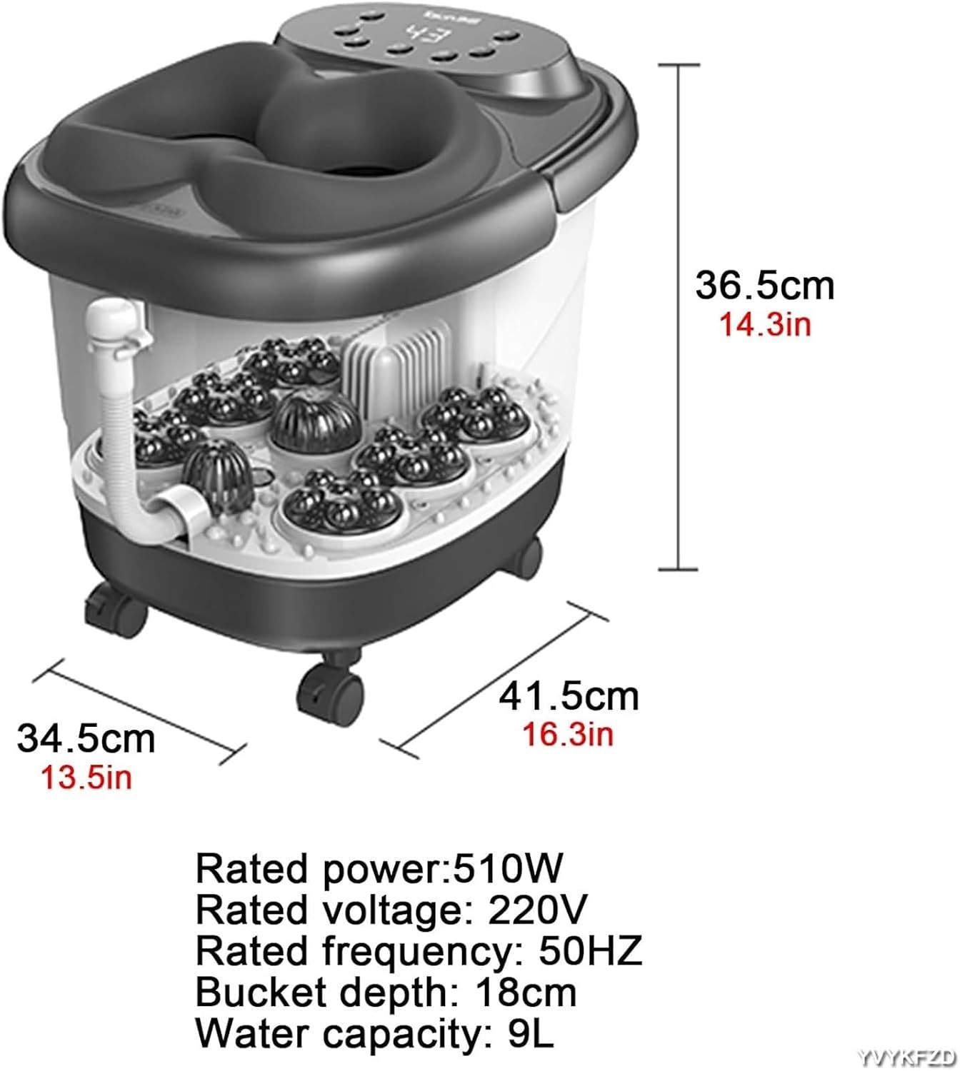 Foot Spa Bath Massager with Heat， Foot Soak Tub with Heat Red Light Temperature Control Bubbles