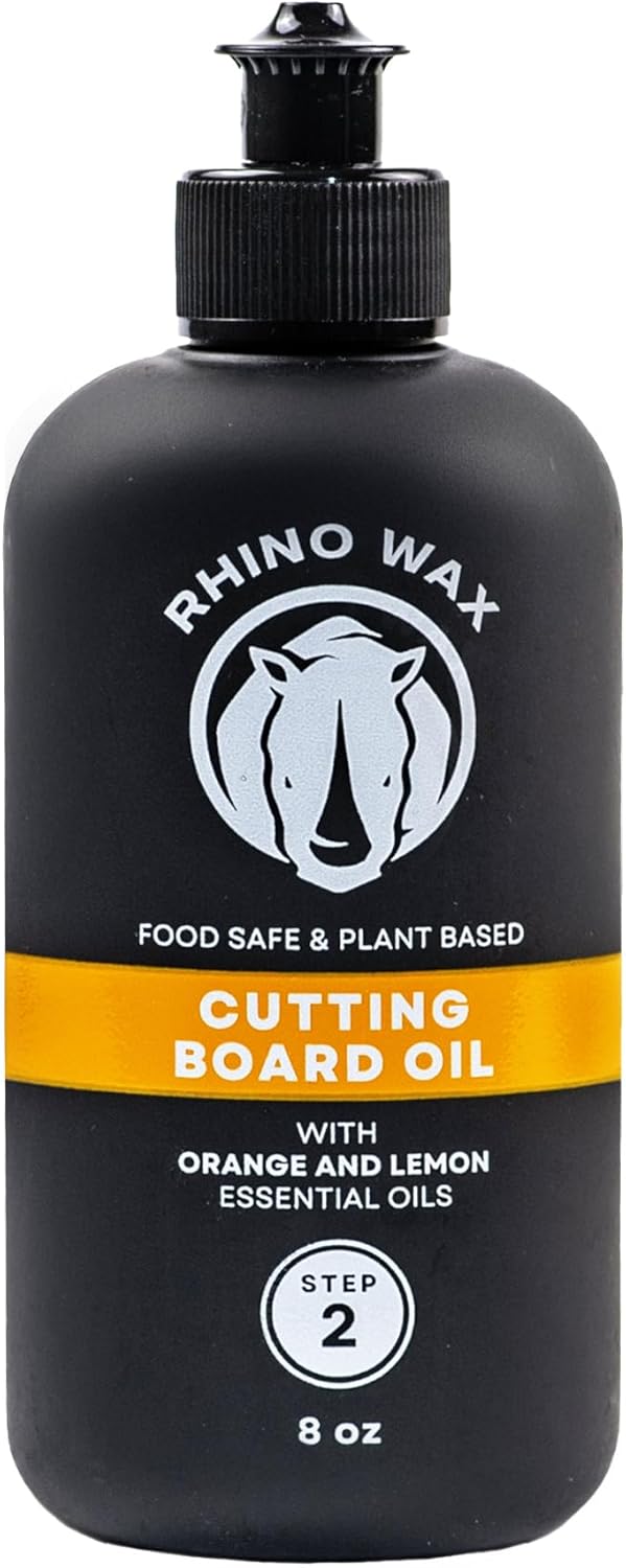Rhino Wax Coconut Cutting Board Oil 8oz - Premium Natural Oil Blend (NO Mineral Oil) - Food Grade Oils for Cutting-Boards - Protect Wood Surfaces from Cracking or Warping - Made in the USA