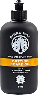 Rhino Wax Coconut Cutting Board Oil 8oz - Premium Natural Oil Blend (NO Mineral Oil) - Food Grade Oils for Cutting-Boards - Protect Wood Surfaces from Cracking or Warping - Made in the USA