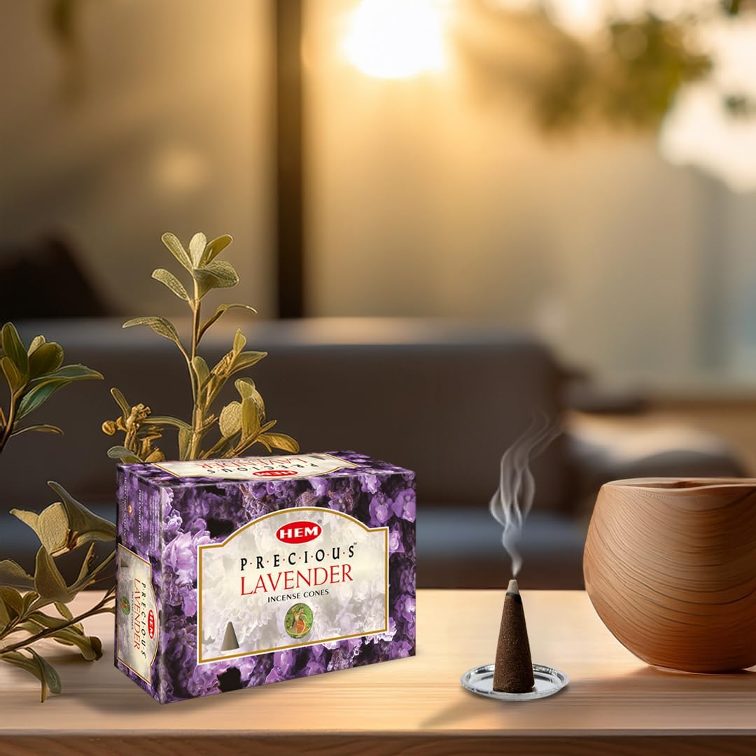 Hem Incense Cones | Natural Aromatic Blend for Purification, Protection & Spiritual Wellness | Long-Lasting Aroma (Lavender) | Suitable for home fragrance and incense use.