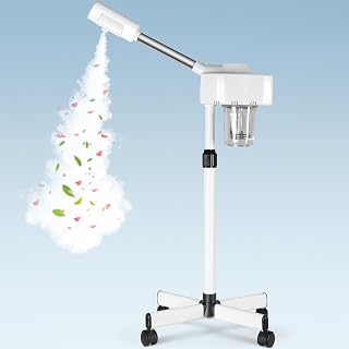 HomGarden Professional Facial Steamer, Hot Mist & Timer Function, Adjustable Height and Angle, Vaporizador Facial Professional Steamer On Wheels for Home Use & Spa Salon Skin Cleasning