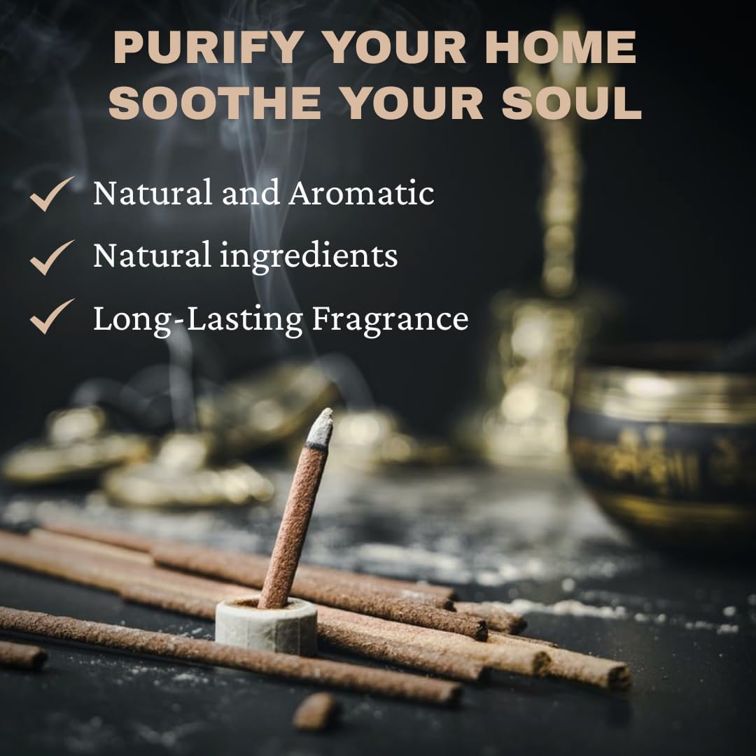 Yajna Sandalwood-100%-Natural-Incense-Bambooless-Dhoop-Sticks Handmade-Organic-Chemicals-Free for-Purification-Relaxation-Positivity-Yoga-Meditation The-Best-scents-4.5-Inches-60-Count
