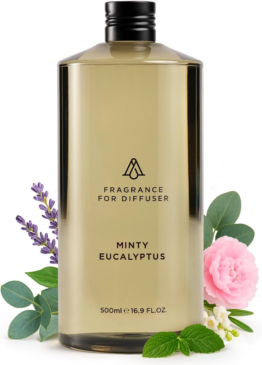 AromaPlan Hotel Scents Minty Eucalyptus 16 Fl Oz (473ml), Home Luxury Aroma & Hotel Diffuser Oil- Hotel Diffuser Oil for Aromatherapy- USA Made, Bigger Bottle, Bolder Aroma & Longer Lasting