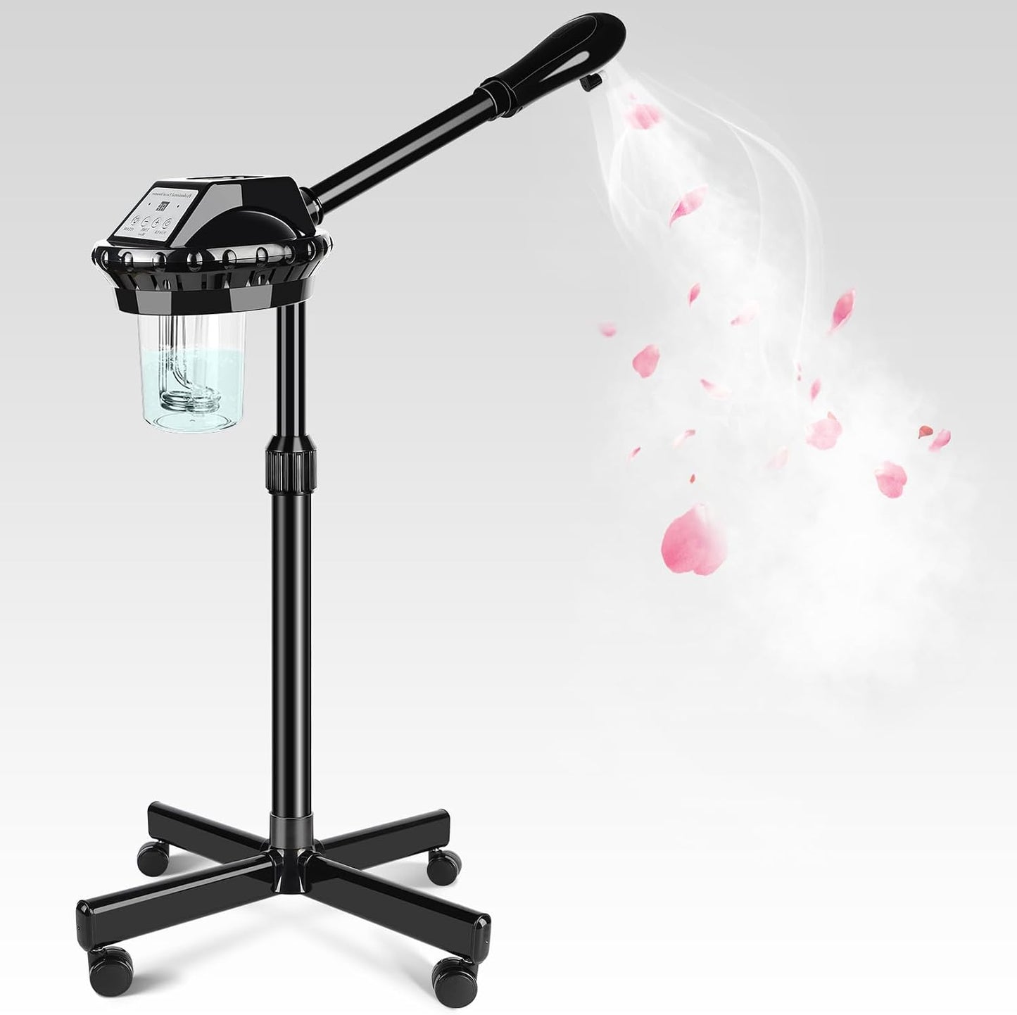 Professional Facial Steamer, Facial Steamer on Wheels with Time Setting & Adjustable Height Stand – Face Steamer for Spa, Salon and at Home Use