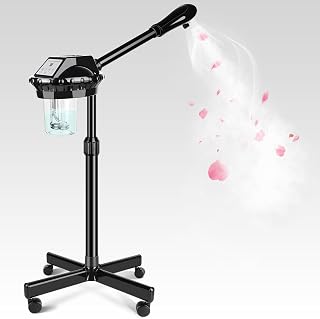 Professional Facial Steamer, Facial Steamer on Wheels with Time Setting & Adjustable Height Stand – Face Steamer for Spa, Salon and at Home Use