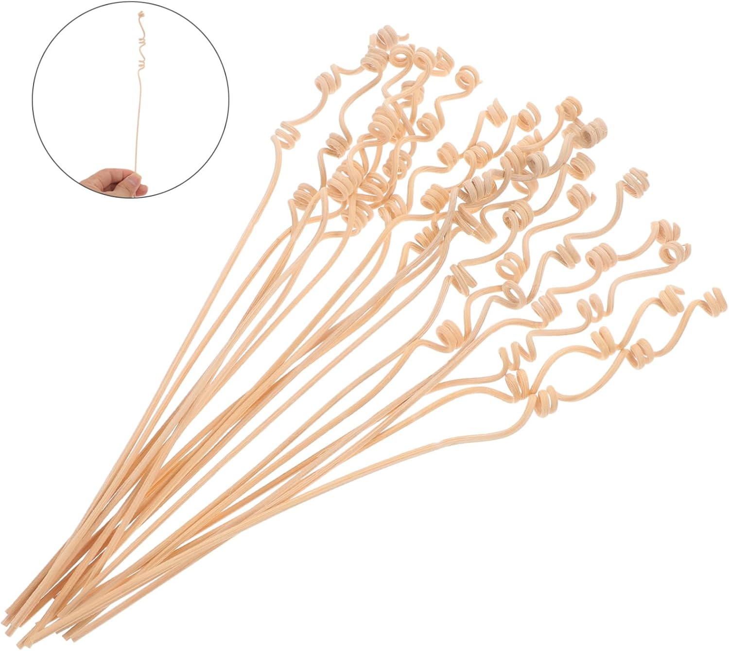 20pcs Multi-Spiral Rattan Diffuser Sticks Natural Fragrance Reeds for Essential Oils Home Fragrance and Air Freshening Light Yellow for Living Room Bathroom Office