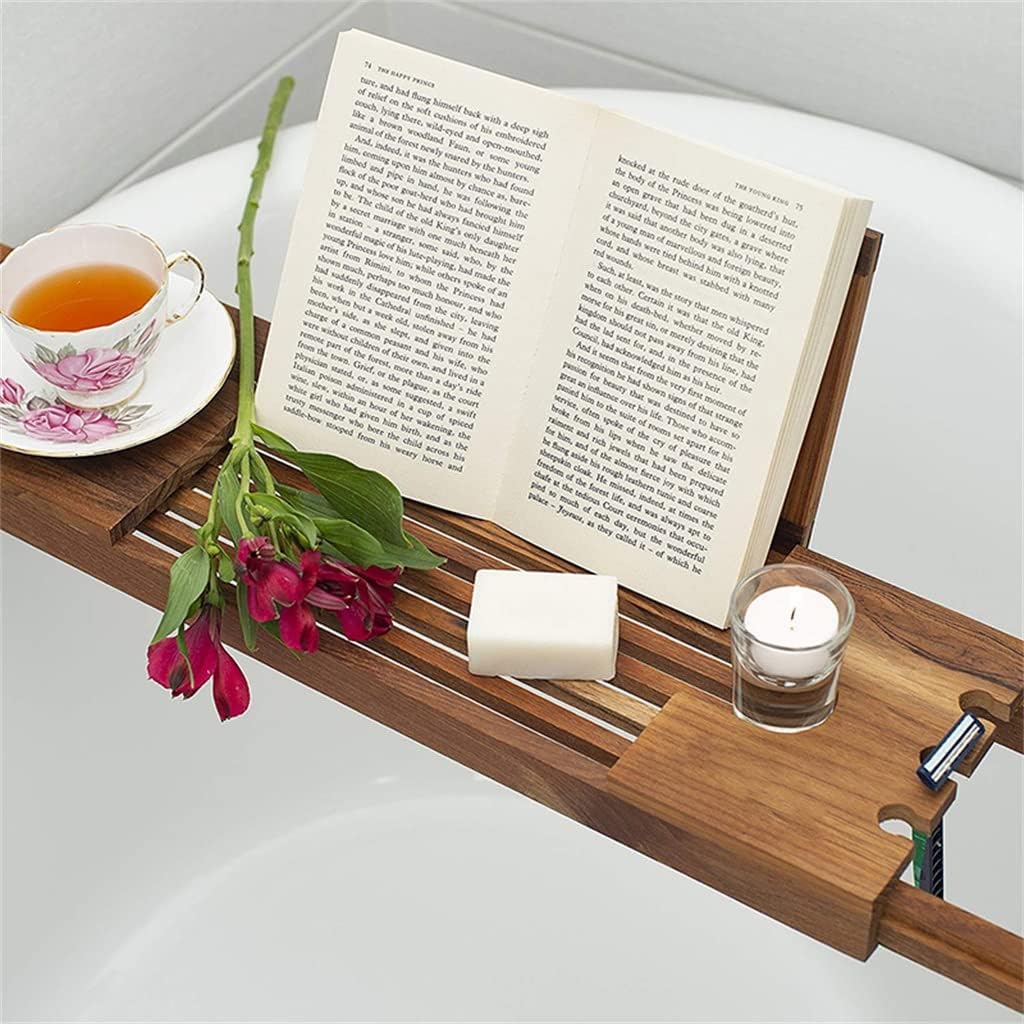 Bath Tub Shelf Rack Multi-Purpose Bathtub Board Tablet with Extending Sides Bathroom Caddy Tray