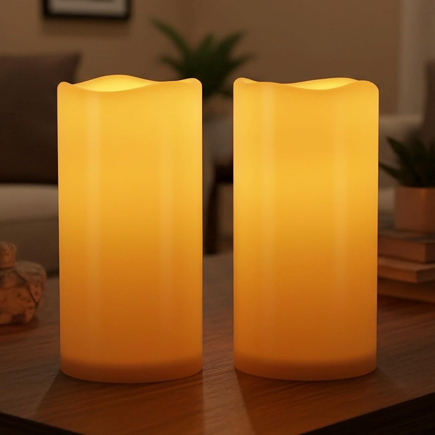 Amagic 3”x6” Flameless Candles Dusk to Dawn Sensor, Outdoor Waterproof Candles Battery Operated, Auto On/Off Flickering Fake LED Pillar Candle for Patio, Yard, Porch, Entryway, Lantern Decor, Set of 2