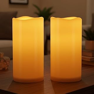 Amagic 3”x6” Flameless Candles Dusk to Dawn Sensor, Outdoor Waterproof Candles Battery Operated, Auto On/Off Flickering Fake LED Pillar Candle for Patio, Yard, Porch, Entryway, Lantern Decor, Set of 2