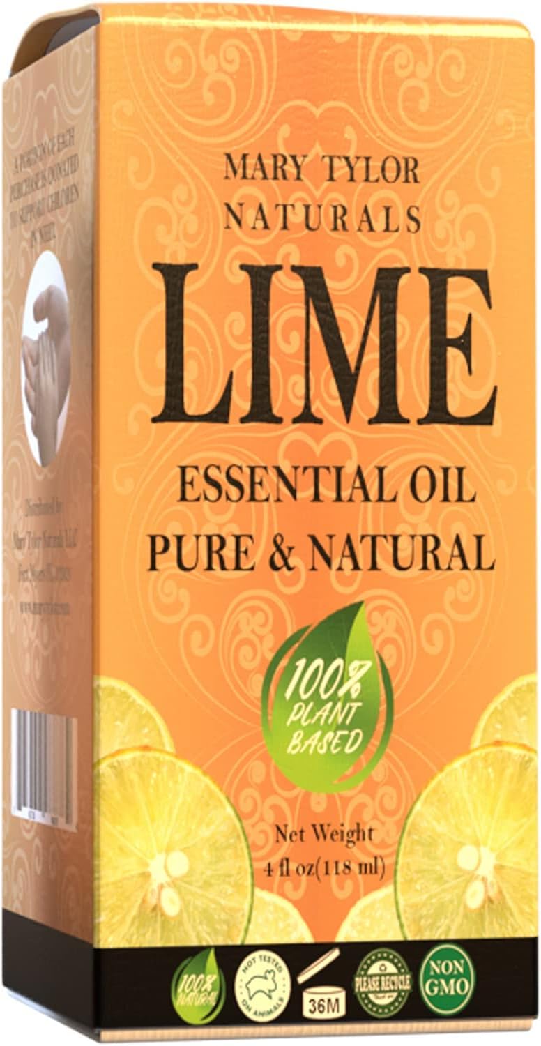 Lime Essential Oil (4 oz), Therapeutic Grade, 100% Pure and Natural, Perfect for Aromatherapy, Diffuser, DIY and Much More by Mary Tylor Naturals