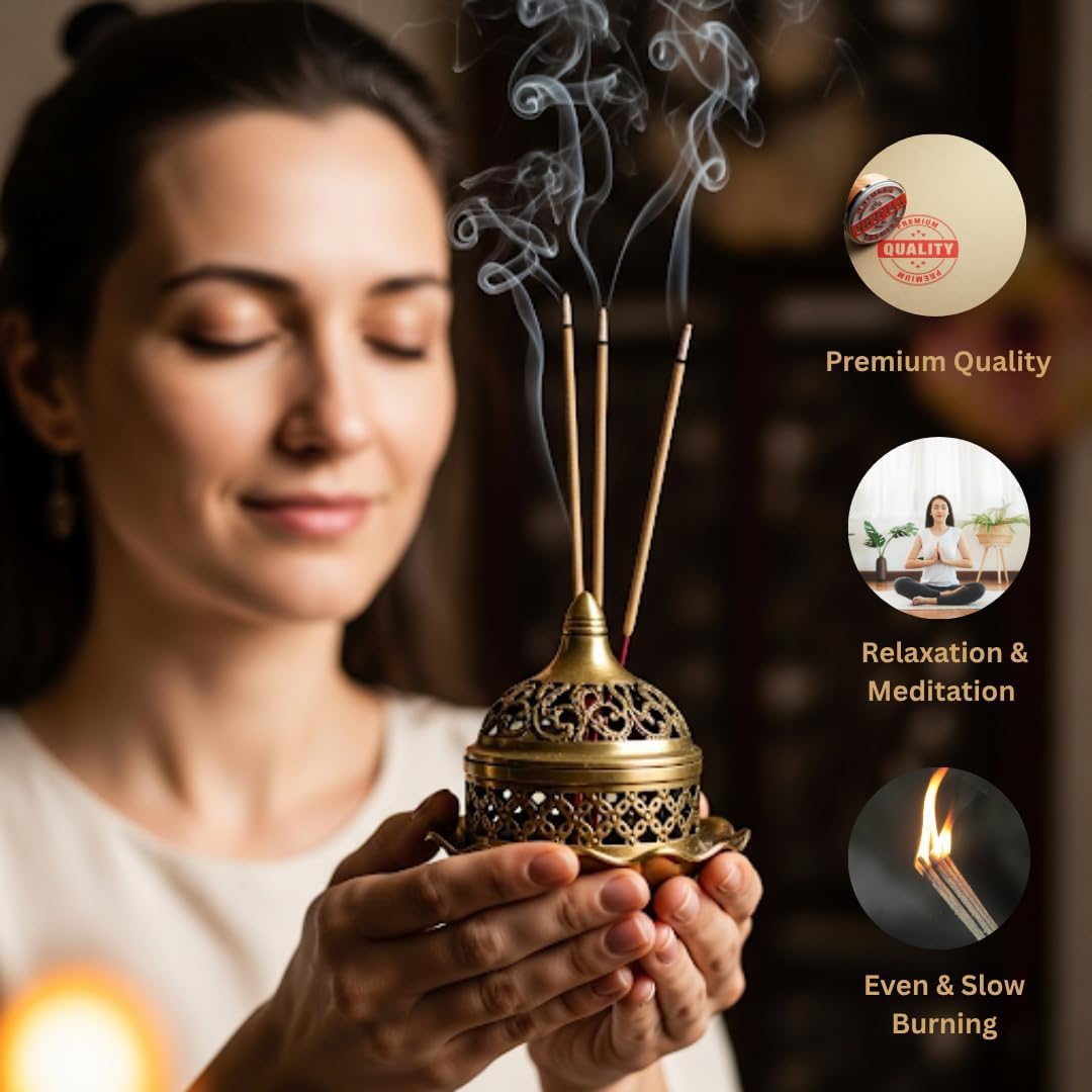 Bless-International-Sandalwood 100%-Natural-Handmade-Incense-Sticks Organic-Chemicals-Free-for-Relaxation-Positivity-Yoga-Meditation 12-Inches-1-Hour-Plus-Burning-Time-75-Sticks-7-OZ
