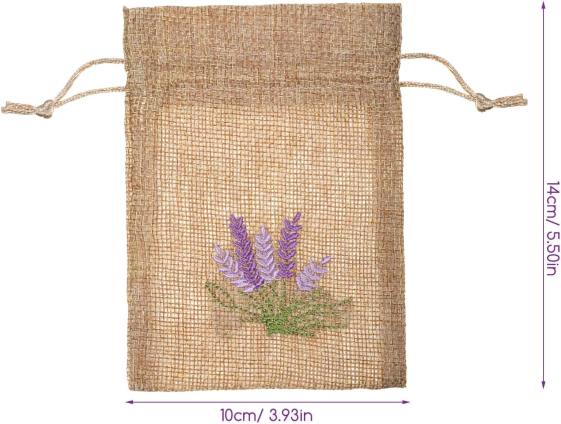 iplusmile 10 Pcs Empty Lavender Sachet Bags with Drawstring, 4x5.5 Embroidered Burlap Cloth Pouches for Dried Flowers Potpourri Bath Salts, Small Closet Drawer Fragrance Bag
