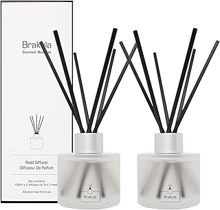 Brakula Reed Diffuser Set- Eucalyptus & Mint Scented Home Fragrance, 3.4OZ(100ml) x 2, Essential Oil Diffuser for Living Room, Bathroom & Guest Rooms