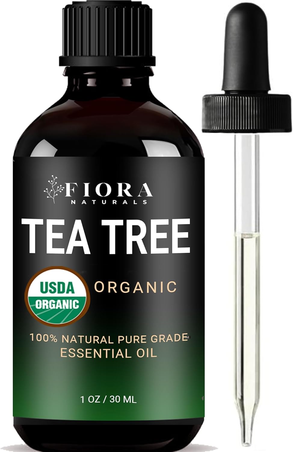 Tea Tree Oil – 100% Pure Organic Tea Tree Essential Oil for Skin, Face, Hair, Scalp, Nails, and Toenail – Therapeutic Grade Tree Tea Oil for Acne & Hair Growth – 1 fl oz - By Fiora Naturals