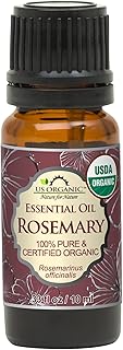 US Organic 100% Pure Rosemary Essential Oil, USDA Certified Organic 100% Pure, Steam Distilled, for Hair Growth, Scalp, Face, Skin, and Aromatherapy (Size Variations Available) (10 ml)