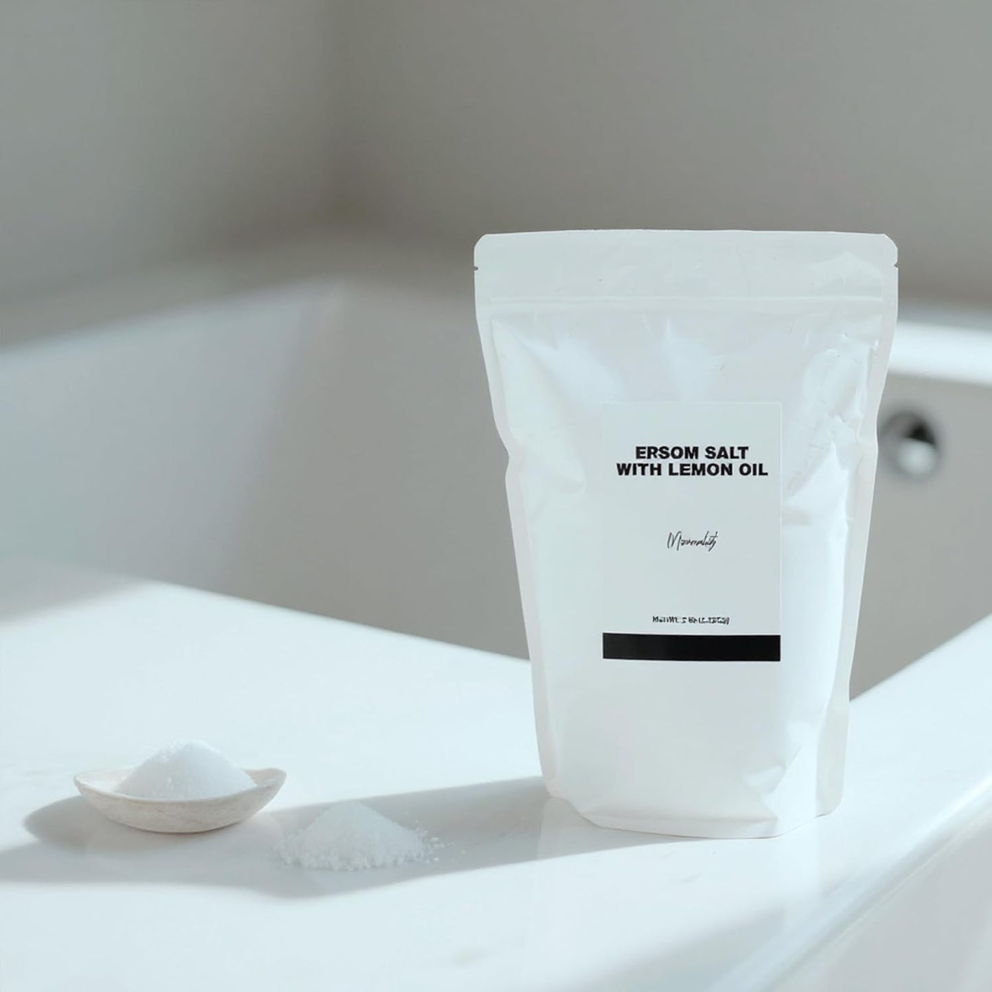 Minimalist Epsom Salt with Lemon Oil, Perfect for Scented Baths and Foot Soaks, Packaged for Convenience in a Refillable Bag (48 Ounce)