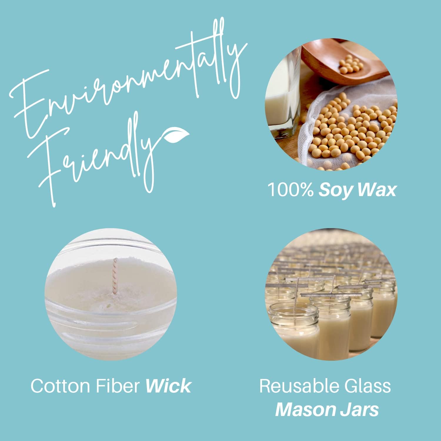 Vanilla Bean Soy Candle - 12oz Mason Jar - Non-Toxic - Hand Poured in The USA, Long Burning 50-60 Hours Highly Scented All Natural, Clean Burning