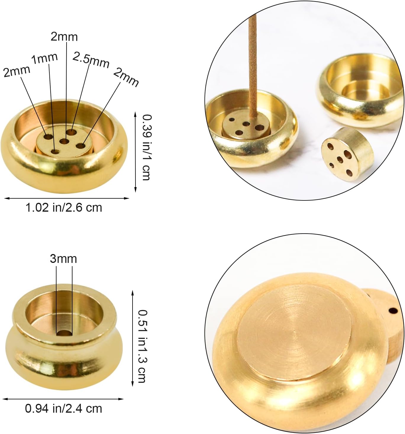 12 Pcs Brass Incense Burner Holder, Mini Copper Incense Stick Holder Gold Cone Incense Holder for Yoga Meditation Indoor Outdoor Home Decor