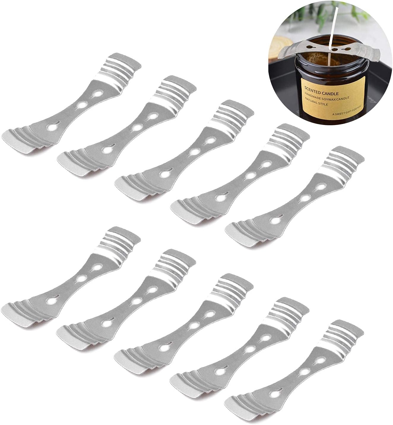 DINGPAI 20pcs Metal Candle Wick Centering Devices, Silver Stainless Steel Candle Wick Holder