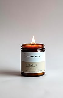 Breathe Natural Sloth 9 oz Beeswax Candle with Pure Essential Oils, Non-Toxic, Made Safe® Certified, Wooden Wick, Clean Burning (Breathe)