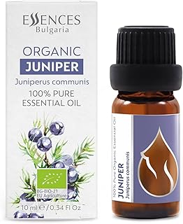 Essences Bulgaria Organic Juniper Essential Oil 1/3 Fl Oz | 10ml | Juniperus communis | 100% Pure and Natural | Undiluted | Therapeutic Grade | Family Owned Farm | Steam-Distilled | Non-GMO | Vegan