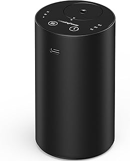 Waterless Essential Oil Diffuser, Rechargeable Scent Diffusers with 3 Mist Levels & Timers, Portable Aromatherapy Diffuser for Home Car Room Studio Office, Black Metal