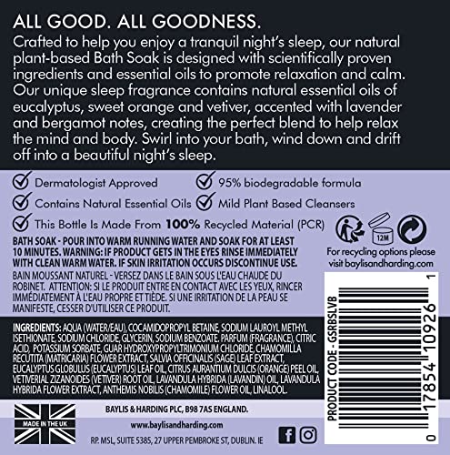 Baylis & Harding Goodness Sleep Lavender & Bergamot Bubble Bath 16.9 fl. oz (Pack of 4) - Vegan Friendly