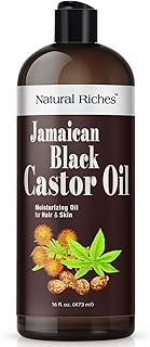 Natural Riches Jamaican Black Castor Oil Pure Organic Cold Pressed for Hair Growth Skin Care for Dry Skin Conditioning Eyebrows Eyelashes Scalp and Nail Moisturizes & Repairs 16fl.oz.