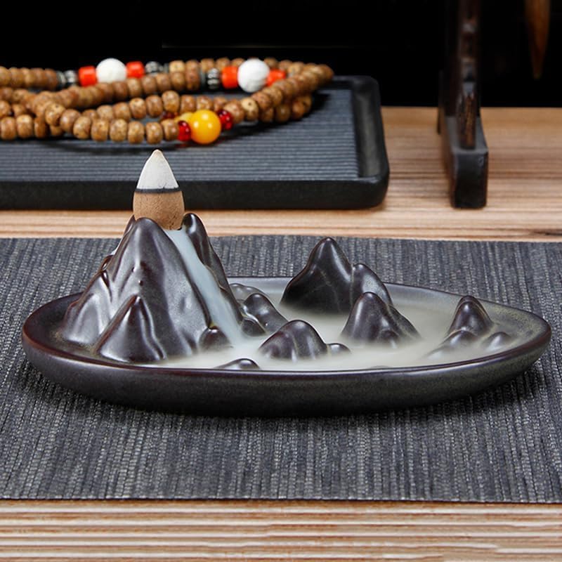 Ornaments Incense Burner, Ceramic Backflow Censer, Backflow Aromatherapy Incense Censer Holder for Home Reading Room Ornaments