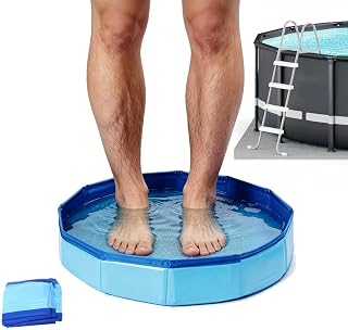 Collapsible Foot Bath - 19.3" Pool Foot bath Wash Basin, No Inflation Needed Foldable Foot Soak Tub for Above Ground Swimming Pools, Beach & Indoor Use, Space Saving Pool Accessories
