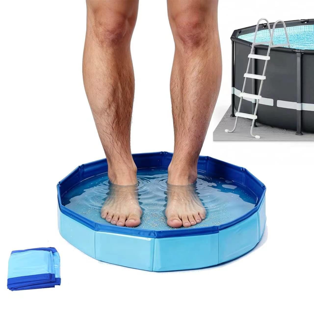 Collapsible Foot Bath - 19.3" Pool Foot bath Wash Basin, No Inflation Needed Foldable Foot Soak Tub for Above Ground Swimming Pools, Beach & Indoor Use, Space Saving Pool Accessories