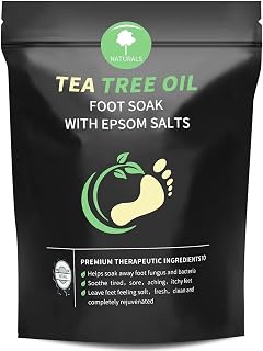 Tea Tree Oil Foot Soak with Epsom Salt, Foot Bath Salt for At-Home Pedicure, Refreshing Foot Soak for Tired Feet, Botanical Oil Blend, 16 oz