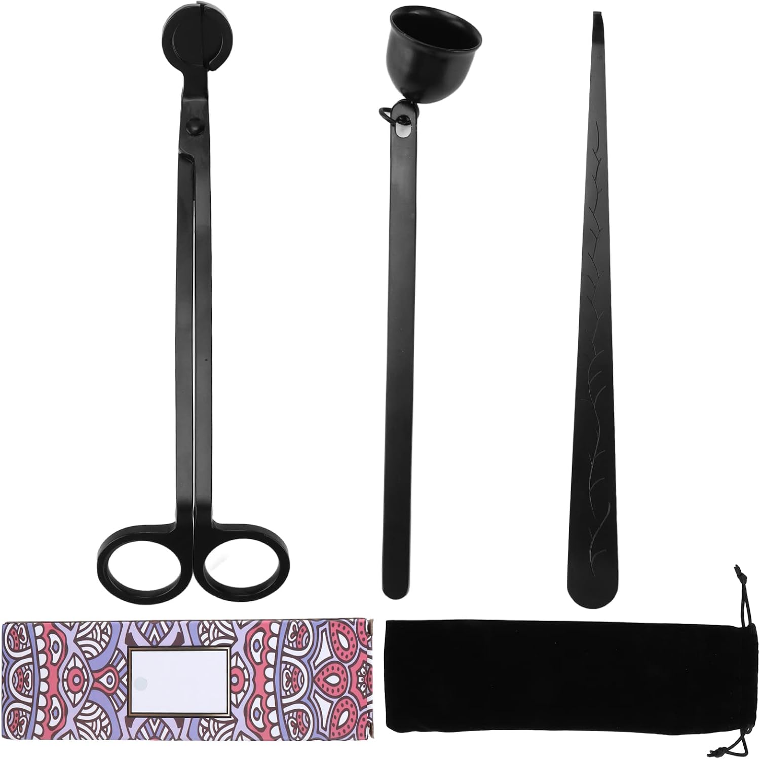 Candle Tool Set, Candle Wick Trimmer and Extinguisher Kit with Elegant Design, Stainless Steel Wick Scissors Hook and Snuffer for Aromatherapy Candles, Gift for Candle