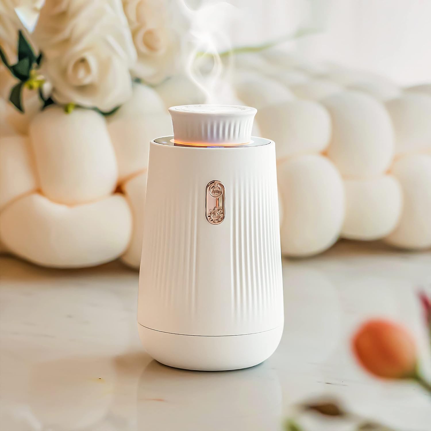 Car Air Freshener Spray Essential Oil Diffuser, Small Portable Rechargeable Aroma Diffuser, Mini Waterless Fragrance Diffuser for Car, Office Home Aromatherapy White