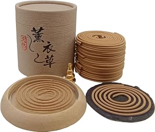 Coil Incense,Traditional spiraled,Perfect for Meditation Spaces,Living Rooms,or Any Indoor Area Where You Want to Create a Relaxing Atmosphere. (48Lavender+Ordinary Bamboo Incense Burner)