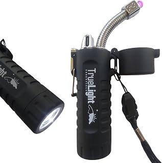 TrueLightEssentials Electric Rechargeable Plasma Lighter - Waterproof USB Arc Lighters with Flashlight LED Battery Indicator and Flexible Neck for Candle Survival Camping Emergency (Black, Long)