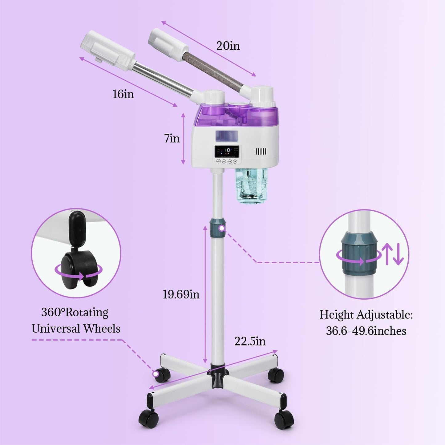 Professional 2 in 1 Facial Steamer, Esthetician Steamer with Hot & Cold Mist, Face Steamer for Facial Deep Cleaning, Facial Steamer for Home Beauty Salon Spa