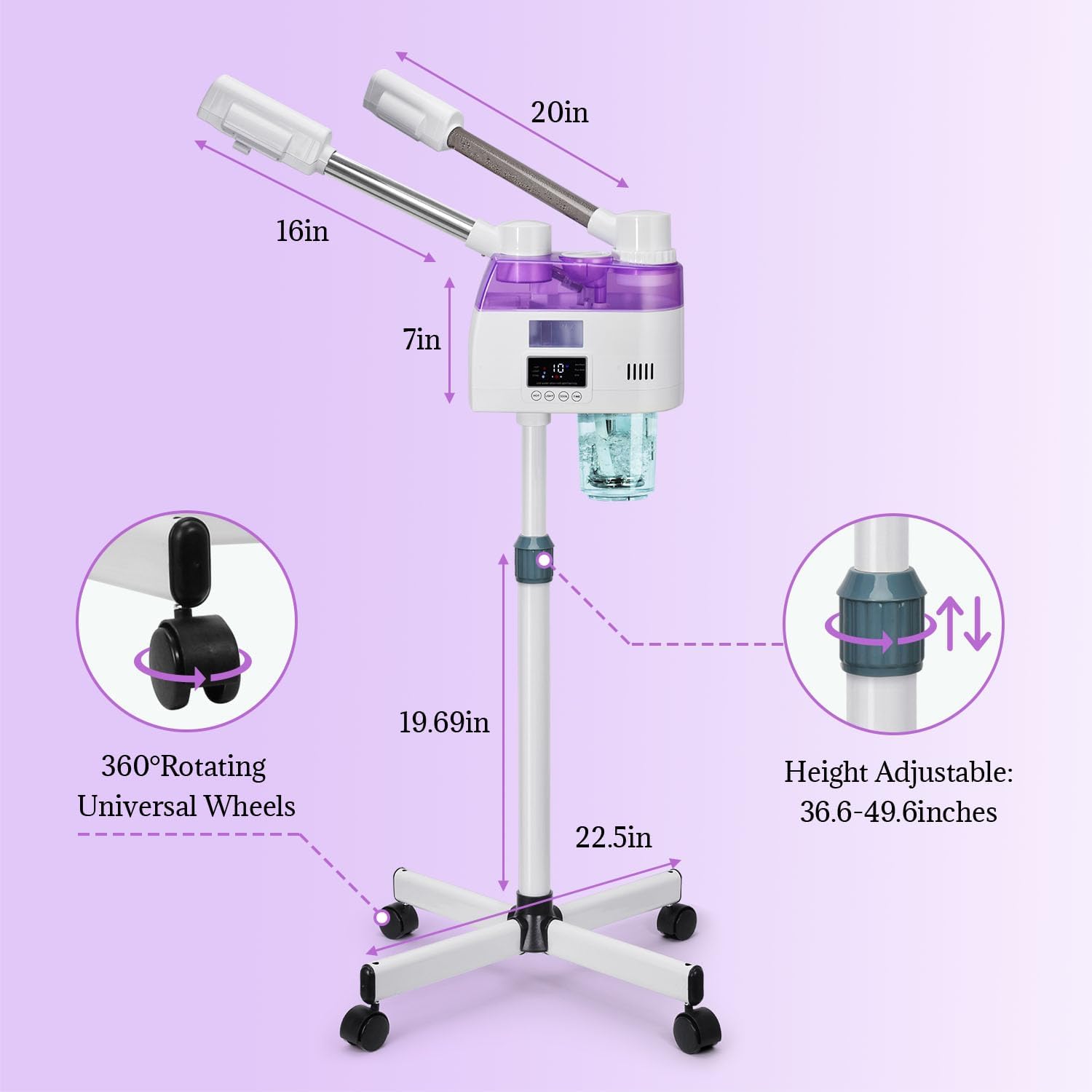 Professional 2 in 1 Facial Steamer, Esthetician Steamer with Hot & Cold Mist, Face Steamer for Facial Deep Cleaning, Facial Steamer for Home Beauty Salon Spa