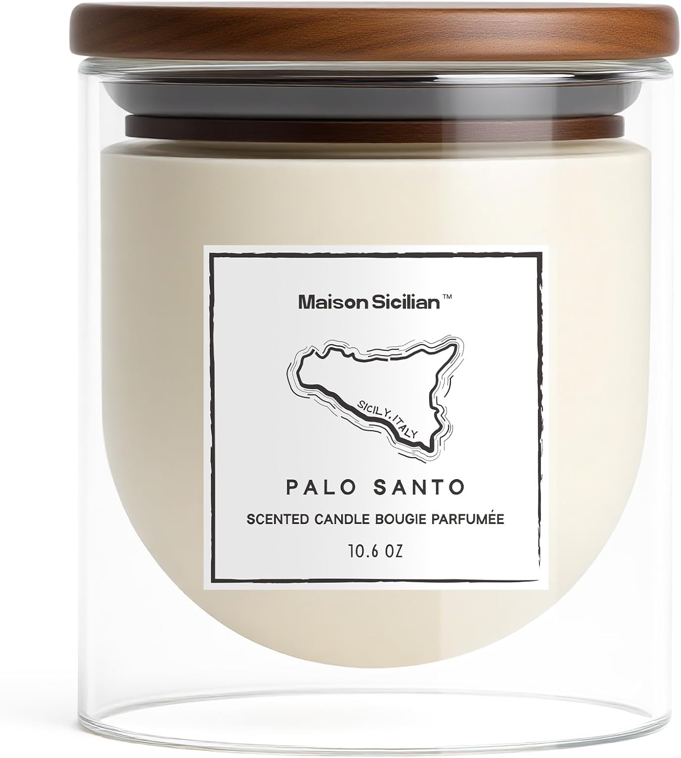 Palo Santo Candle by Maison Sicilian | A Calming Aromatherapy Scent for Stress Relief, Hand-Poured Soy Wax, 65 Hour Burn