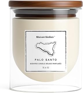 Palo Santo Candle by Maison Sicilian | A Calming Aromatherapy Scent for Stress Relief, Hand-Poured Soy Wax, 65 Hour Burn