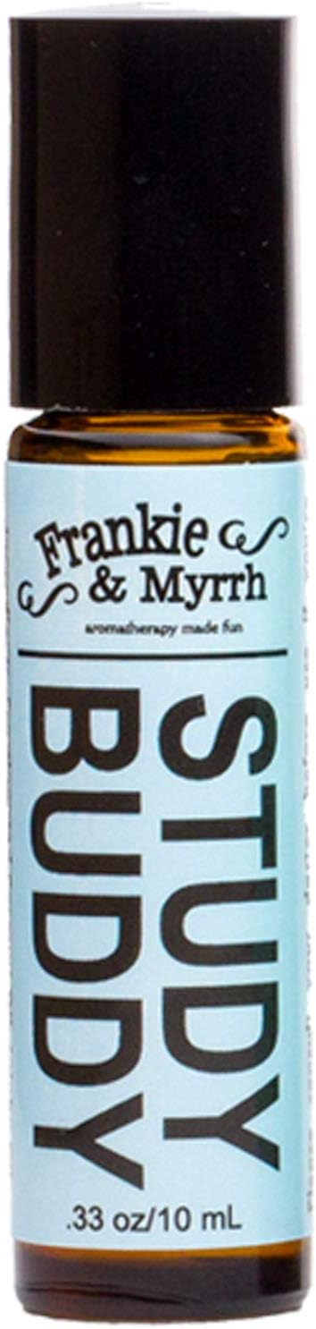 Frankie & Myrrh Study Buddy Roll On | Essential Oil Roller for Energy and Focus w/Peppermint, Lemon, Rosemary