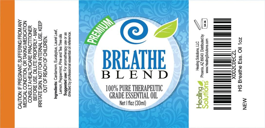 Healing Solutions Breathe Blend Essential Oil Therapeutic Grade – 30ml – Aromatherapy