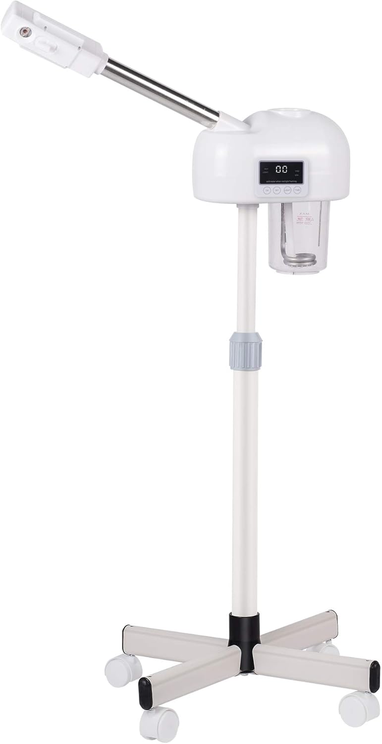 Professional Facial Steamer, Hot Mist Spray & Ozone, LCD Touch Screen & Timer Function, 600CC Large Capcity Water Jag, SPA at Home, White